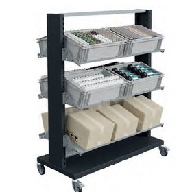 Chariot à étagères FLUXO avec 3 étagères LxlxH 746x650x1775mm préparateur de commandes