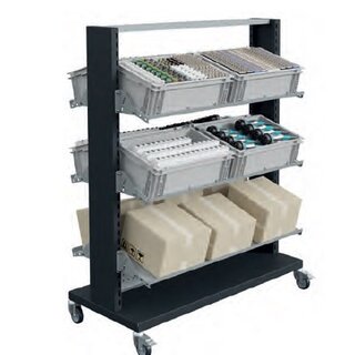 Chariot à étagères FLUXO avec 3 étagères LxlxH 746x650x1775mm préparateur de commandes
