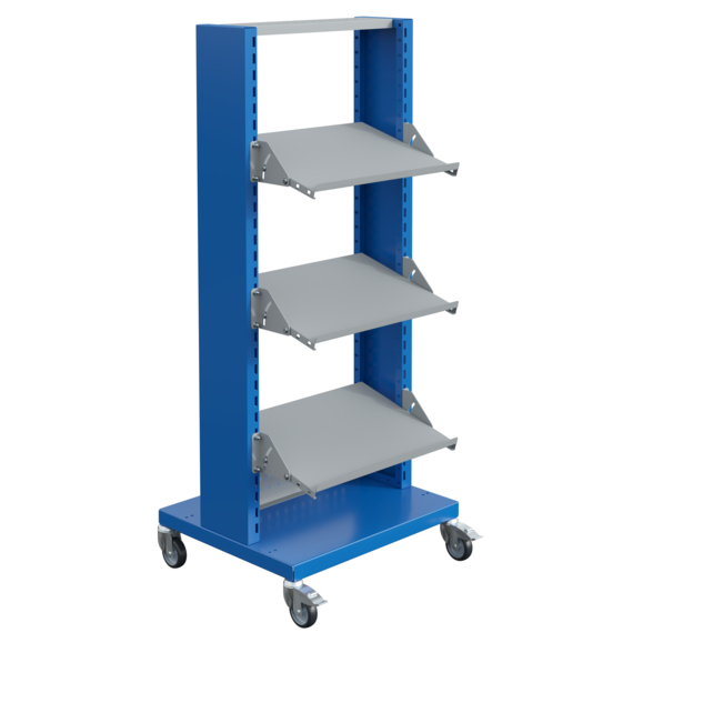 Etagenwagen FLUXO mit 3 Legplanken LxDxH 746x650x1775mm Order Picker