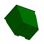 Galvanized steel container on wheels with insert tubes for forklift transport