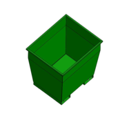 Conteneur en acier galvanisé sur roues avec tubes d'insertion pour le transport par chariot élévateur