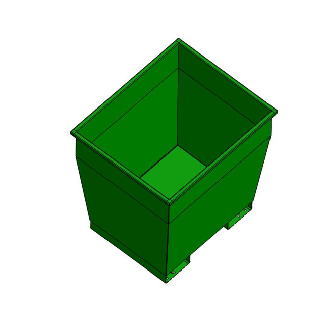 Galvanized steel container on wheels with insert tubes for forklift transport