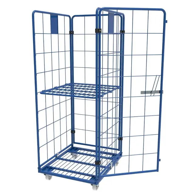 Rolcontainer 4 heks poedercoating blauw 790x700x1800mm