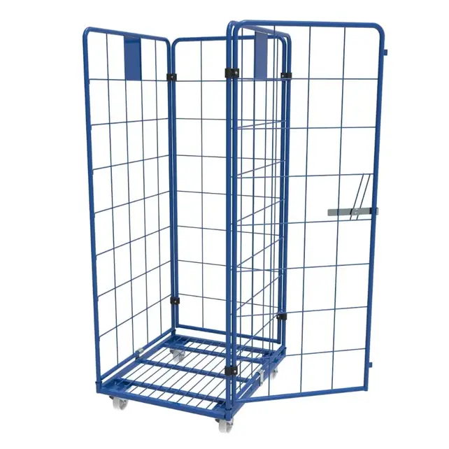 Rollcontainer 4 Seitenwände poedercoating blau 790x700x1800mm