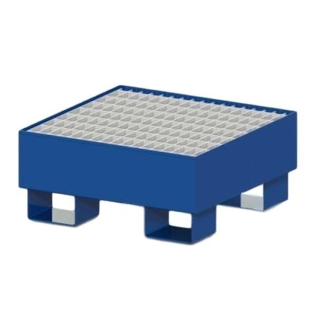 Palette de rétention en acier avec bac de récupération pour 1 fût de 210L - 70L