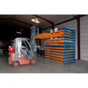 Rayonnage de stockage pour matériaux en tôle avec bacs en acier empilables - KBR