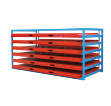 Storage rack for sheet material with stackable steel trays - KBR