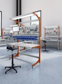 Productielijn werkstation transportband Arbeitstisch 150 kg mit werkblad