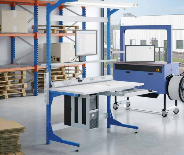 Productielijn werkstation transportband Arbeitstisch 150 kg mit werkblad