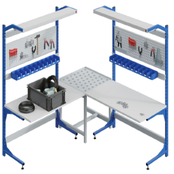Productielijn werkstation transportband Arbeitstisch 150 kg mit werkblad