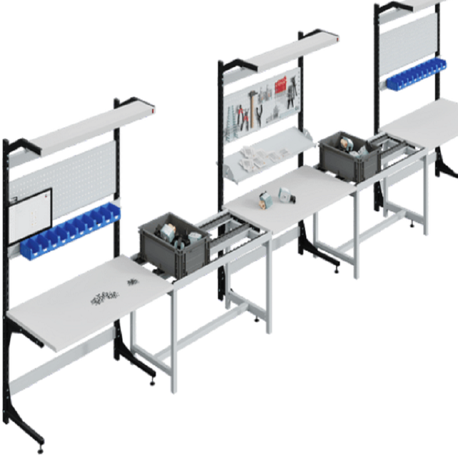 Productielijn werkstation transportband Arbeitstisch 150 kg mit werkblad