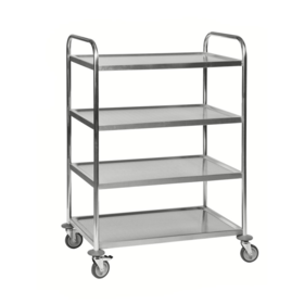 Edelstahl C2 Etagenwagen mit 4 Böden, 910 × 590 × 1260 mm – INOX