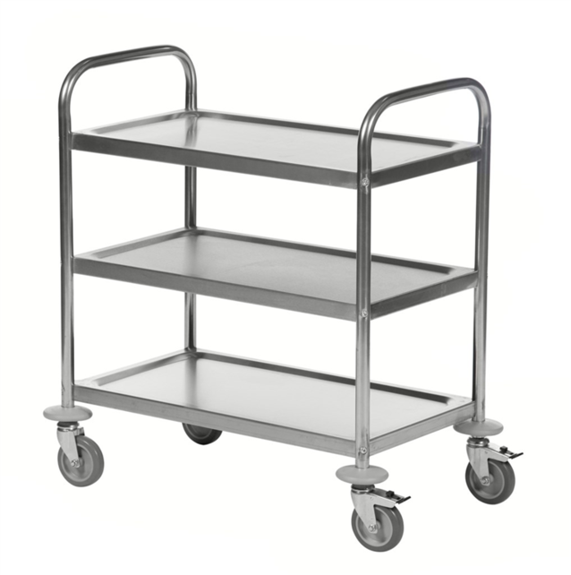 Edelstahl C2 Etagenwagen mit 3 Böden, 910 × 590 × 940 mm