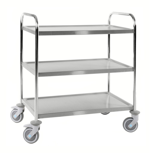 Edelstahl Etagenwagen C3 910 × 590 × 965 mm – 3 Böden, 100 kg