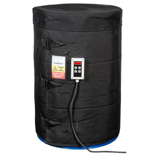 Housse chauffante pour fûts avec commande digitale 0-90°C, 1200W pour fûts acier 200-220L