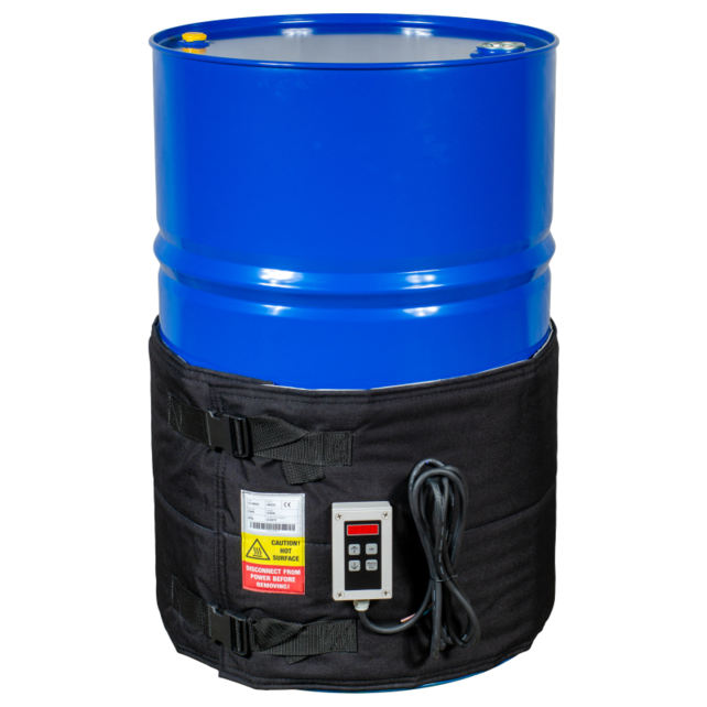 Housse chauffante pour fûts avec commande digitale 0-90°C, 1200W pour fûts acier 200-220L