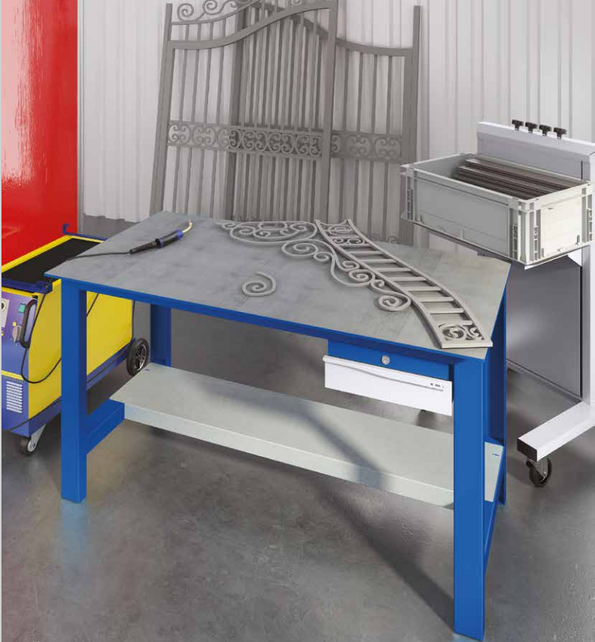 Welding table SI-model adjustable height by crank Load 250Kg