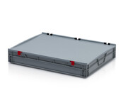 Plastics crate 80x60x13.5 cm with lid open handle Eurobox container