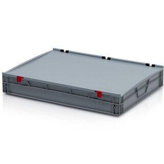 Eurokrat 80x60x13.5 cm met deksel Eurobox  Euronorm kratten open handvat