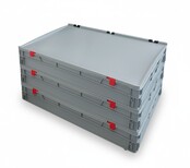 Bac de rangement 80x60x13.5 cm avec couvercle poignée ouverte Conteneur plastique