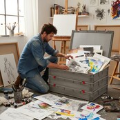 Eurokrat 80x60x13.5 cm met deksel Eurobox  Euronorm kratten open handvat