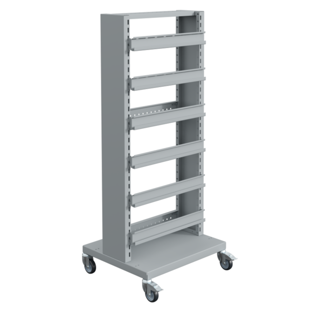 FLUXO Trolley met grijprails voor grijp containers magazijnbakken kar