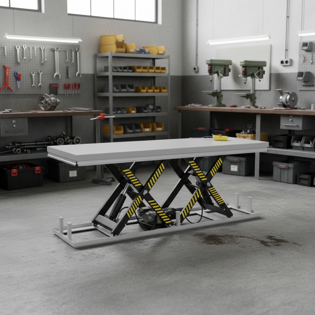 Hubtisch 4.000 kg – Doppelschere, Plattform 2500 × 850 mm, Hubhöhe 1000 mm