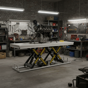 Hubtisch 2.000 kg – Doppelschere, Plattform 2500 × 820 mm, Hubhöhe 1000 mm