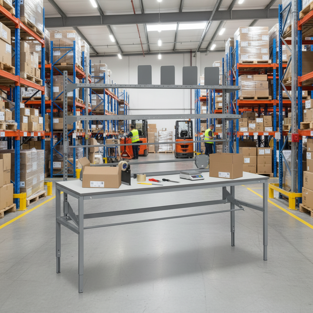 Packing Table L 2000x800x24 mm Laminated Workbench – Height Adjustable (300 kg)