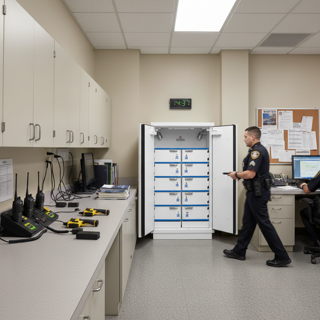 90‑Minute Fire‑Resistant Lithium‑Ion Battery Cabinet – 1 Door – 5 Lockable Compartments