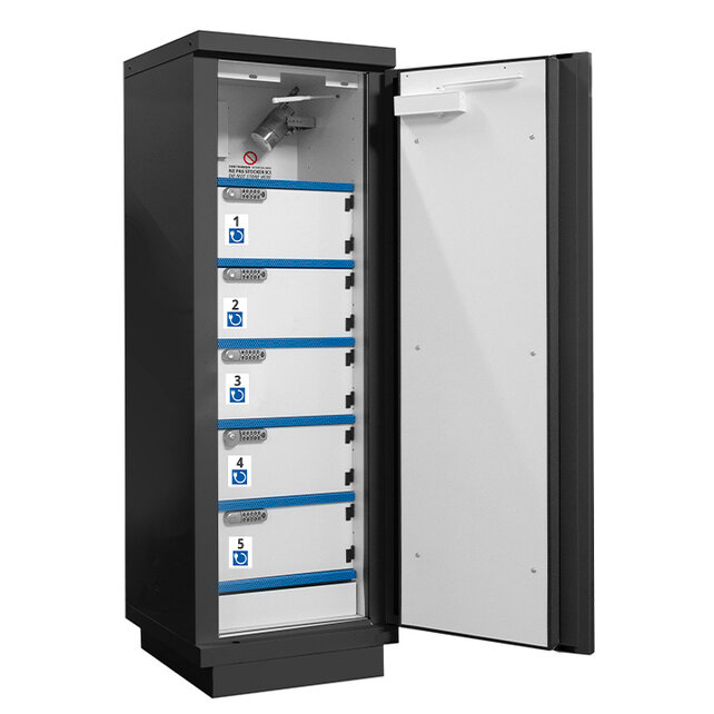 90 Minuten Lithium-Ionen-Akkuschrank mit 5 abschließbaren Fächern