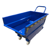 Kippbehälter für Gabelstapler 500L mit Schubbügel und Rädern – Kippcontainer Kippmulde