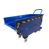 Kippbehälter für Gabelstapler 500L mit Schubbügel und Rädern – Kippcontainer Kippmulde