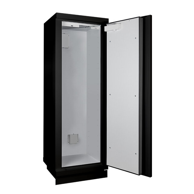 90-Minuten Brandschutzschrank für Lithium-Ionen-Akkus, hoch, 1-türig, 2020 × 635 × 620 mm, vorkonfiguriert mit 4 Fachböden und Feuerlöscher