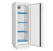 90-Minuten Brandschutzschrank für Lithium-Ionen-Akkus, hoch, 1-türig, 2020 × 635 × 620 mm, vorkonfiguriert mit 4 Fachböden und Feuerlöscher