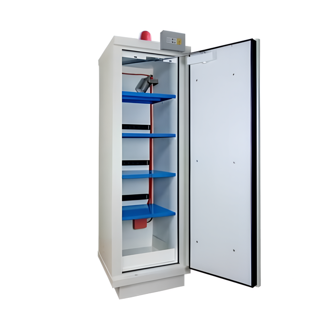 90 Minuten   Lithium-Ionen-Akku-Brandschutzschrank – 1 Tür mit Alarm- und Rauchmeldesystem
