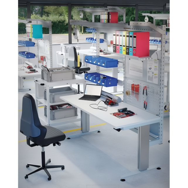 Modulog 4.0 Volledig ESD-werkstation, in hoogte verstelbare werkbank van 763 tot 1113 mm