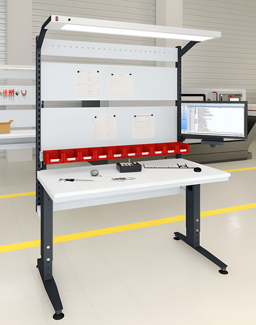 Modulog 4.0 Volledig ESD-werkstation, in hoogte verstelbare werkbank van 763 tot 1113 mm