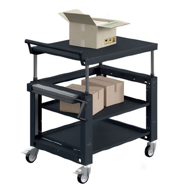 MANULOG height-adjustable platform trolley with hand crank (745–1000 mm), 300 kg