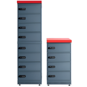 Outdoor laadkast voor lithium‑ion accu’s met codeslot (4 of 8 compartimenten) – CE / IEC/EN