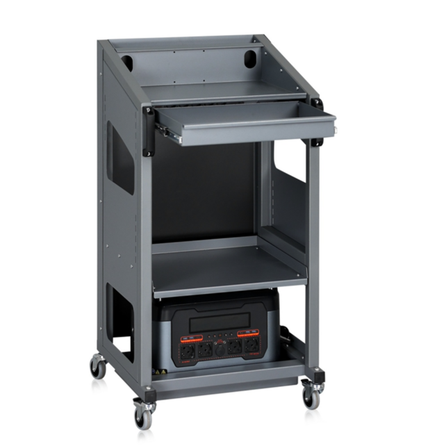 IT Transportwagen Power Pack Basic – Mobiele 230V werkplek mit 2400Wh LMFP-accu (8 uur)