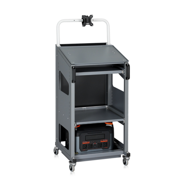 IT Transportwagen Power Pack Basic – Mobiele 230V werkplek mit 2400Wh LMFP-accu (8 uur)