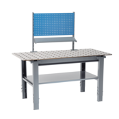 Table de soudage réglable manuellement  Plateau acier 12 mm, trous 28 mm, 400 kg