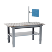 Table de soudage réglable manuellement  Plateau acier 12 mm, trous 28 mm, 400 kg