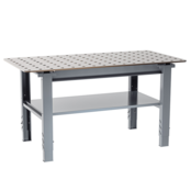 Table de soudage réglable manuellement  Plateau acier 12 mm, trous 28 mm, 400 kg