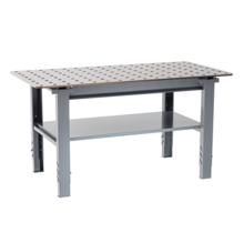 Table de soudage réglable manuellement  Plateau acier 12 mm, trous 28 mm, 400 kg