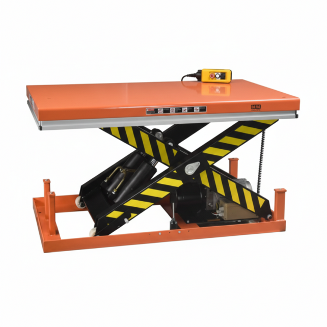 HS Stationärer Hubtisch 2 Tonne – Plattform 1300 × 850 mm – Universeller Industrie-Hubtisch mit Sicherheitsrahmen