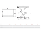 Doppelscheren-Hubtisch 2 Tonnen – Plattform 1300 × 850 mm – Hubhöhe 1823 mm