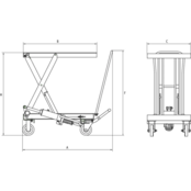 Mobiler Hubtisch aus Edelstahl 0,2 Tonnen – Plattform 830 × 500 mm – Hubhöhe 915 mm