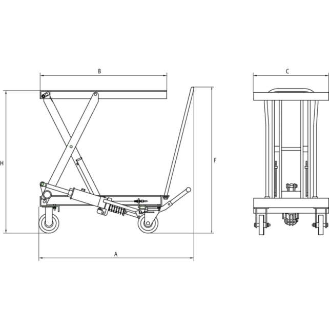 RVS Mobiele Heftafel 0,2 Ton – Platform 830 x 500 mm – Hefhoogte 915 mm